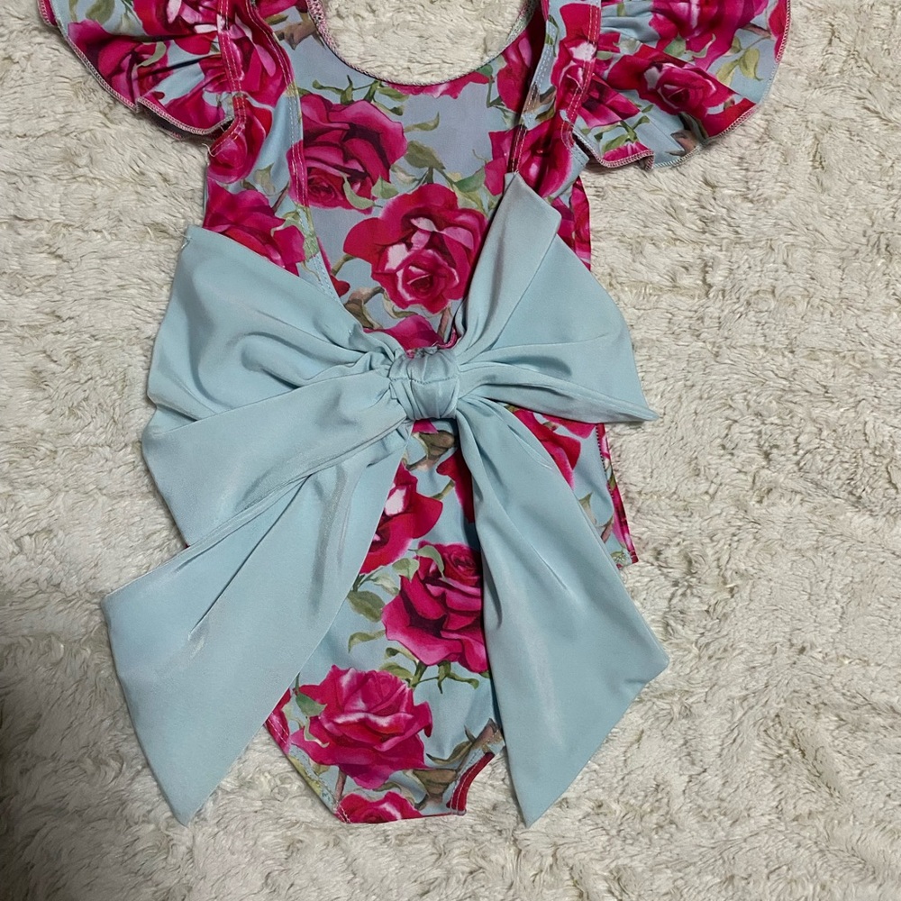 Floral Ruffle Swimsuit - Mia Belle Girls - Picture 2 of 3